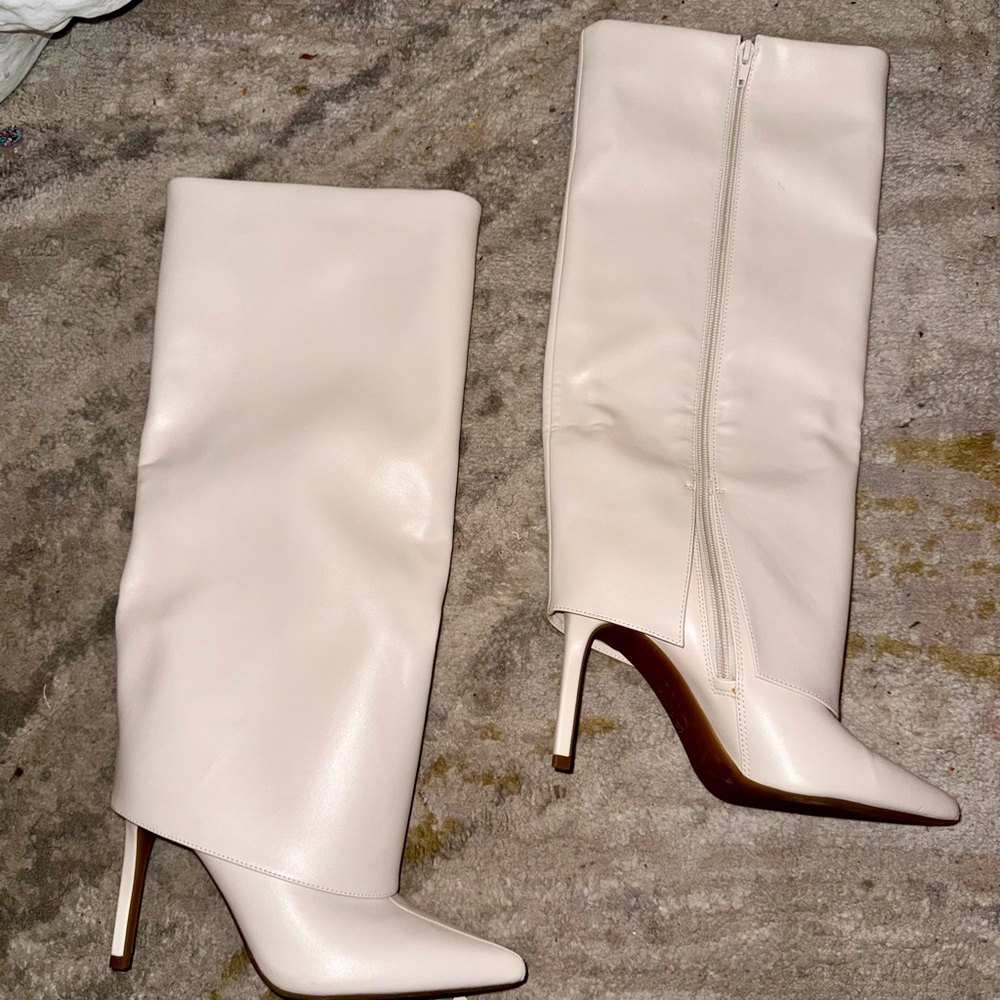 INC International Concepts Cream Heeled Boots
